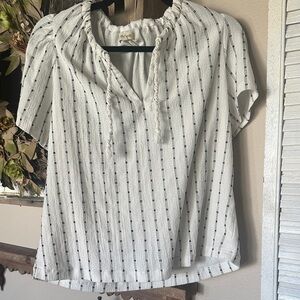 Striped White and Black Women's Top